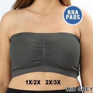 Zenana Outfitters Grey Bandeau PADDED PLUS SIZE